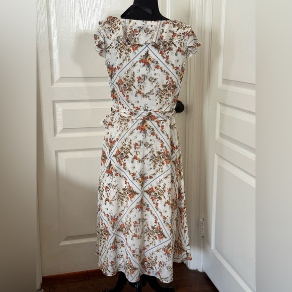 Lauren x Ralph Lauren | Petite Floral Crepe Midi Dress - Size 6P - Picture 8 of 10